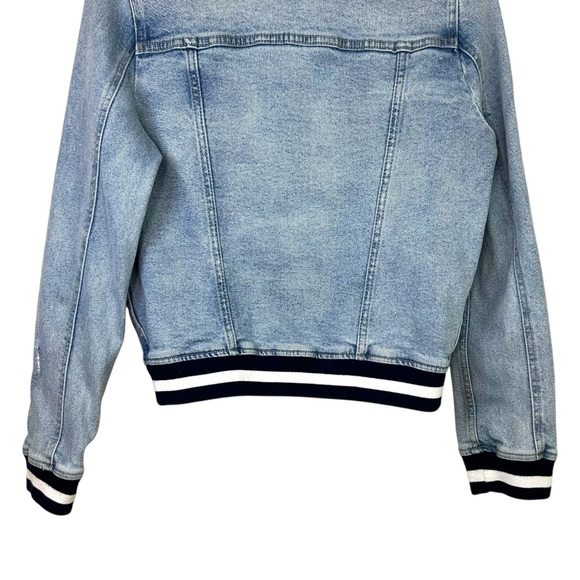 Pistola - Women’s ‘Brando’ Distressed, Bomber Denim Jacket, Trim - Blue, Medium - Picture 13 of 16